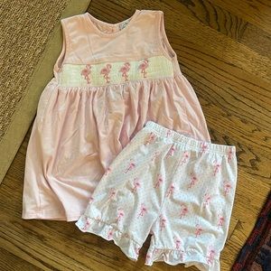 Smocked Monkey Girls Knit Set - size 6